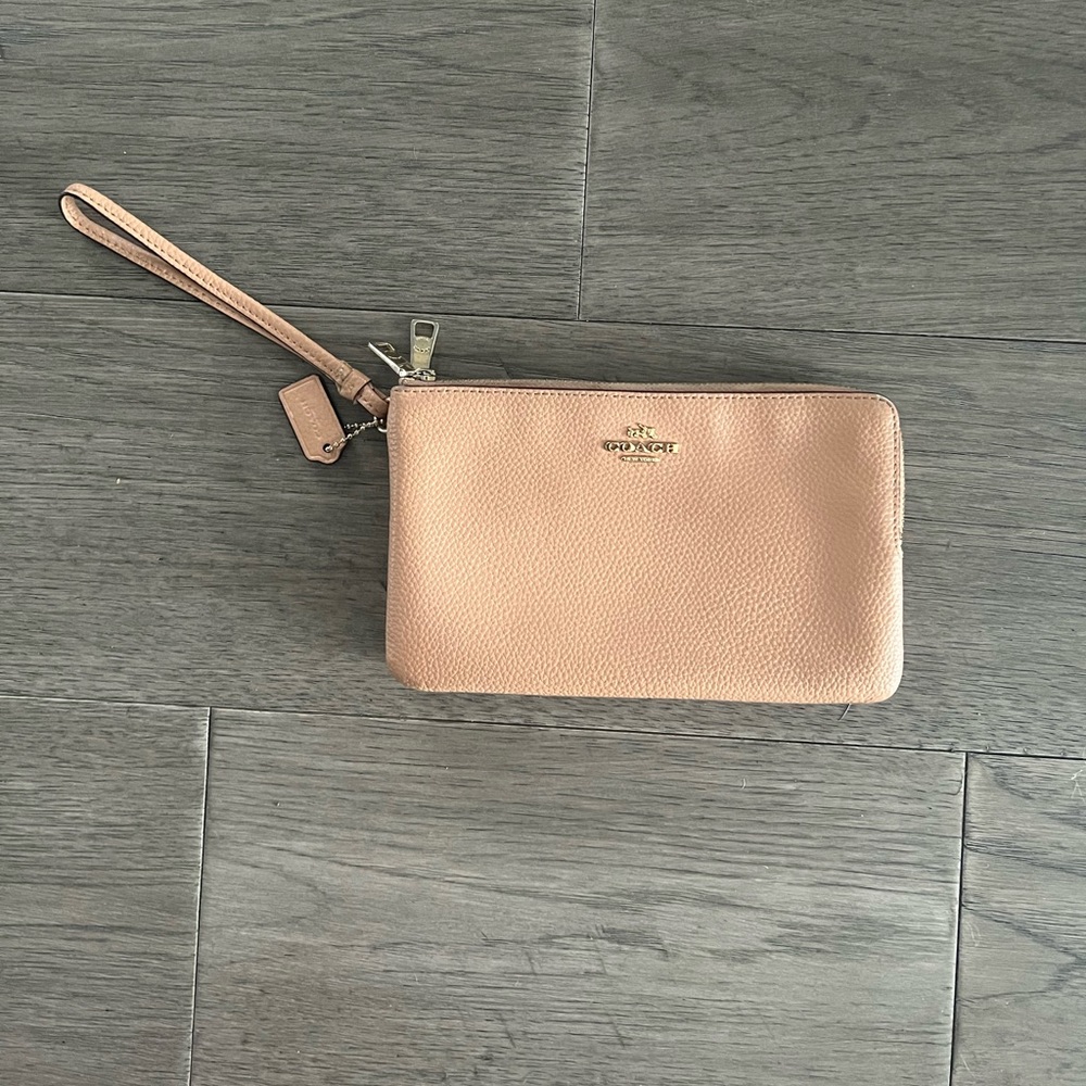 Beige Coach Wristlet